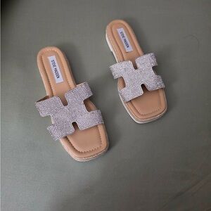 Steve Madden Silver and Tan Women's Sandals